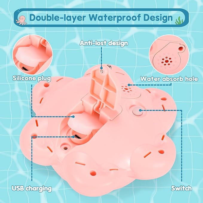 Gigilli Octopus Bath Toys, Easter Basket Stuffers Baby Bath Toys for Kids Ages 1-3, Baby Girl Light Up Bath Toy Sprinkler 6-12-18 Months Toddler Bath Fountain Toy Infant Birthday 1 2 3 Gifts