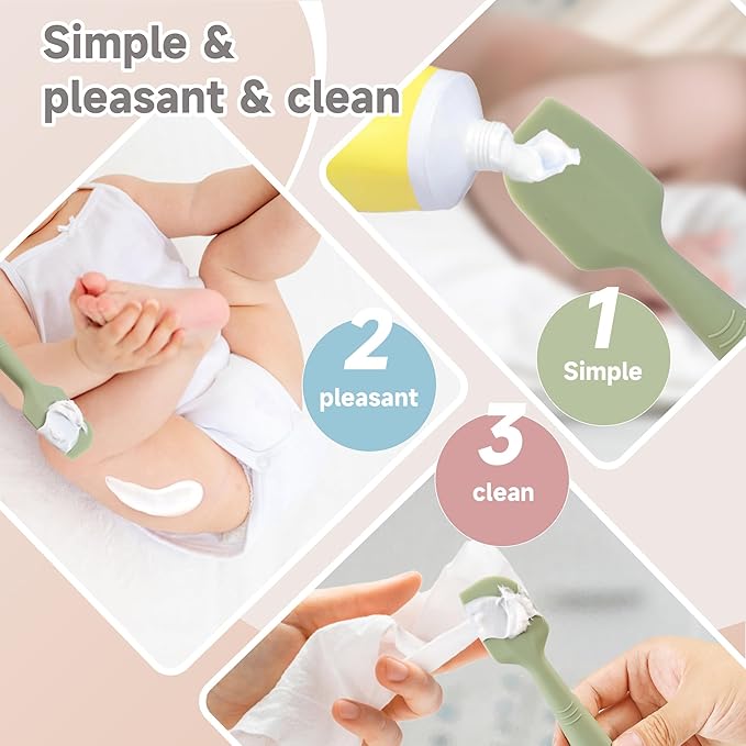babove Baby Diaper Cream Spatula Applicator 3 Pack(with 3 Travel Case), Butt Paste Spatula Soft Silicone,Diaper Rash Cream Applicator, Baby Essentials Must Haves Newborn Stuff (Red Blue Khaki)