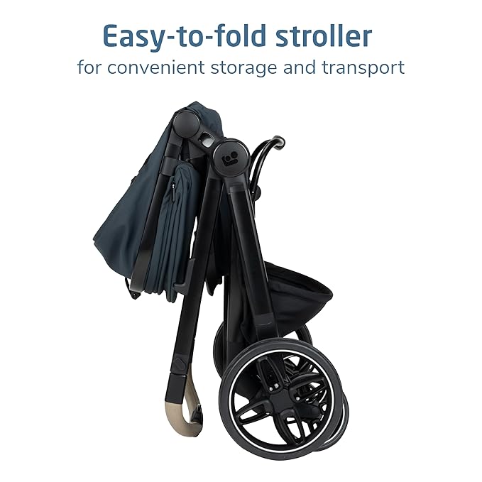 Maxi-Cosi Zelia Pro 5-in-1 Travel System with Mico Pro Infant Car Seat, Baby Stroller Combo, Reversible Seat, Large Wheels, Adjustable Handle, Newborn to Toddler, Lightweight, Seascape