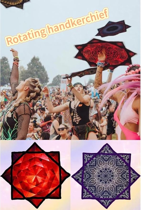 Flowstar Beginner Spinning Cloth: Easy Spin Flow Toy for Rave, Party & Practice - 300g, 24.4 Inch, Double Sided Print for All Skill Levels (Beginner to Pro)(Plume)