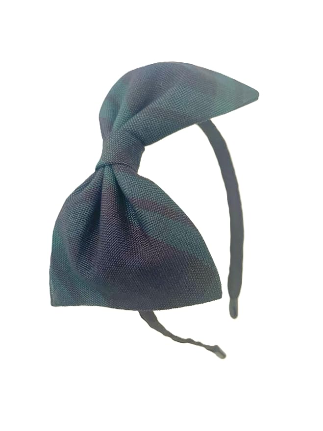 ClassExceed School Headband, Plaid bow headband, back to school, available in variety of school plaids (Plaid 79 Hunter Navy black, Regular)