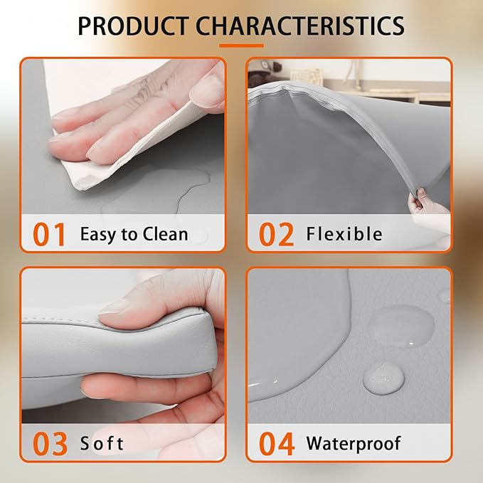 Hoohtoot Foam Play Mat for Baby: PU Leather Waterproof Kids Playmat - Gray Baby Play Mats for Floor - Thick Play Mat for Playpen Padded Playpen Mattress Soft Infant Mat for Preschool (Grey Foam mat)