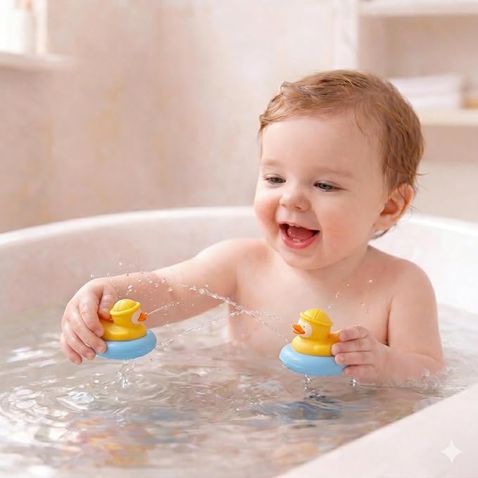 2-Pack Duck Baby Teething Toys, Detachable Silicone Infant Teethers & Bath Toys, Floating Water Sensory Toys for Babies 3+ Months, Food Grade BPA-Free Chew Toys for Bathtub & Pool, Ideal Baby Gift