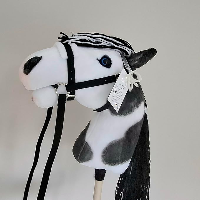 Hobby Horse Pinto A3 | Realistic Toy Horse on a Stick | Black and White Hobbyhorse