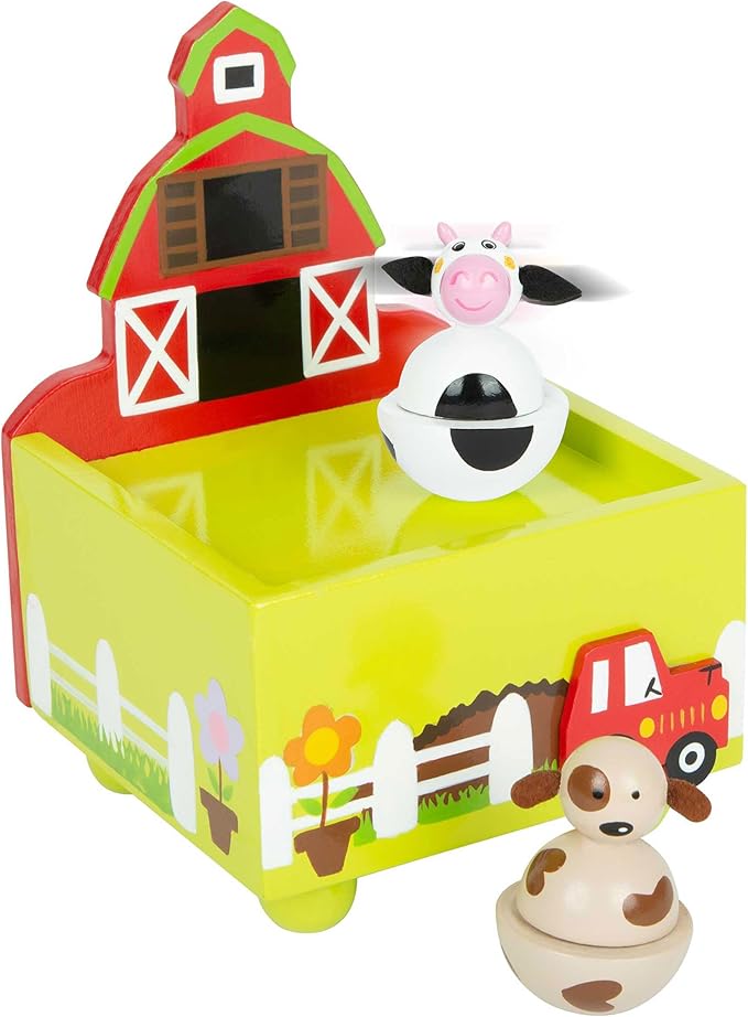 Small Foot 11715 Farm Music Box, Made of Wood with Happy Animal Motifs, for Ages 3+ Years