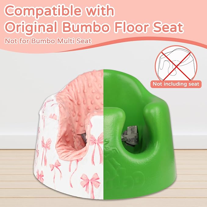 Seat Cover Compatible with Bumbo Seat, Soft and Breathable Baby Floor Seat Cover for Baby Boy & Girl (Cover Only), Pink Bow