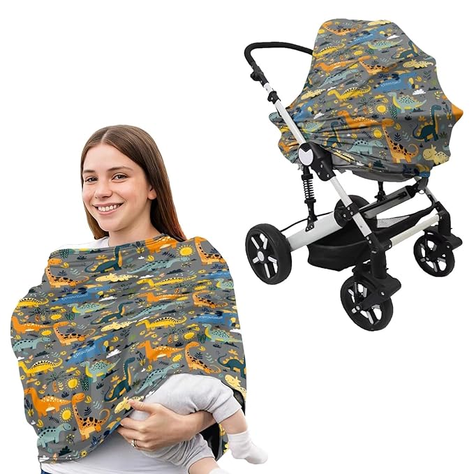 Dinosaur Carseat Canopy for Babies Playful Breast Feeding Covers for Women Baby Lounger Pillow U-Shaped Breastfeeding Pillowcase Breastfeeding Essentials