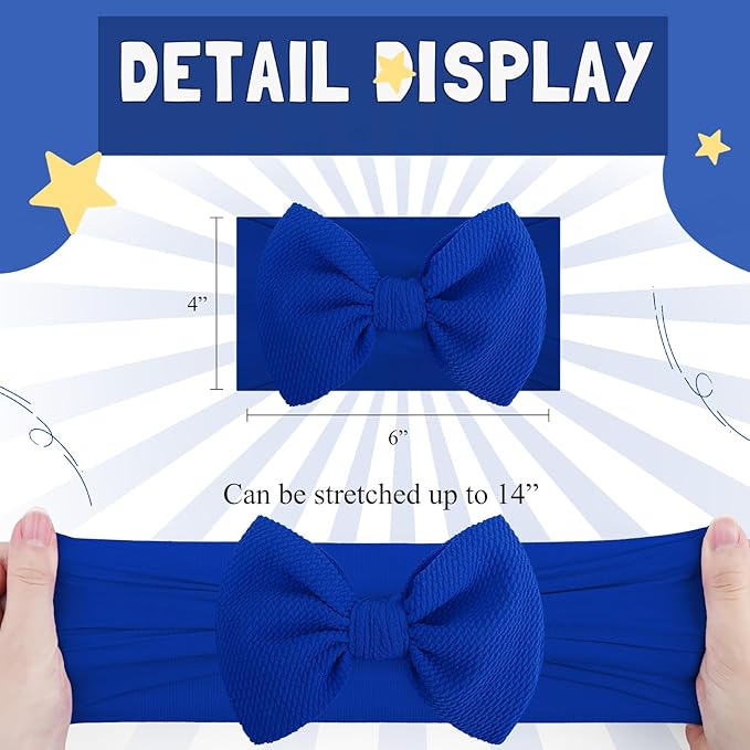 National Police Week Headbands for Girls Baby Bows Newborn Headbands 6" Police Support Wreath Bows Blue Black Stripe Toddler Hair Accessories