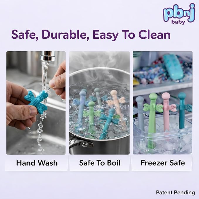 PBnJ Baby, Silicone Teether Tubes, Baby Toys 0-6 Months, Tubes for Infants use as Teething Pacifier, Teething Toys 3-6 Months, Teethers for Babies 6-12 Mon, 6 Mo Old Must Haves - 6 Pack