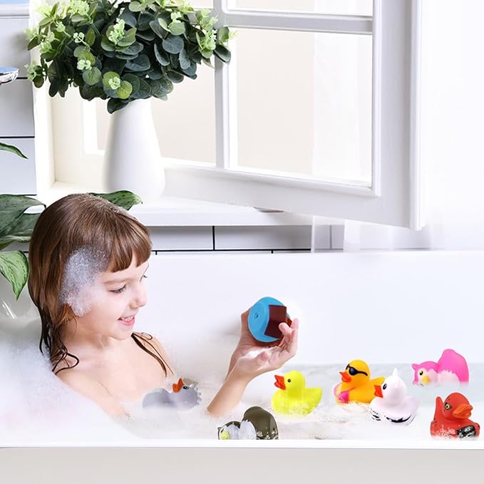 24 Pcs Rubber Ducks, 2.75 Inch Assorted Floater Ducking for Kids, Baby Rubber Ducks in Bulk Bath Toy,Ducks for Cruise Party Favors, Baby Birthday Shower Classroom Gifts