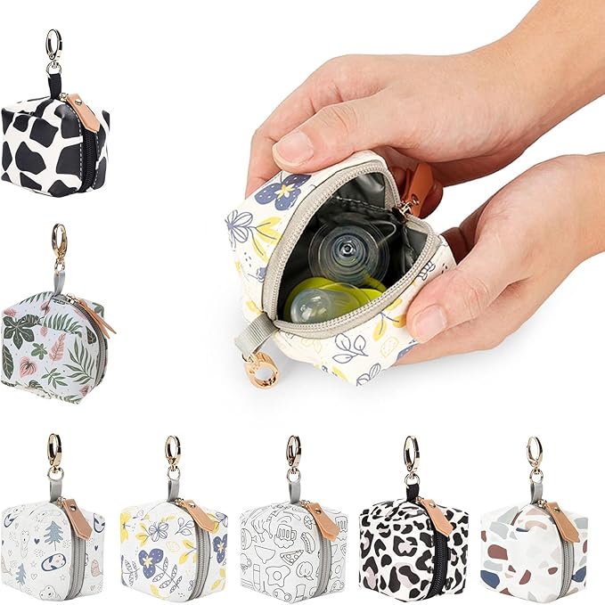Waterproof Pacifier Case Key-Pod Holder PU Pacifier Holder Bag Pacifier Bag Pacifier Storage Container Holds 2 Pacifiers Pacifier Holder Case Waterproof Pacifier Case With Clip Pacifier Holder Bag