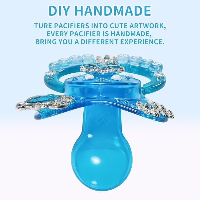 CutiePlusU Adult Sized Pacifier Dummy Crystal DIY Handmade-Blue