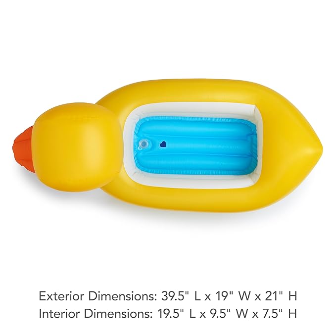 Munchkin® Duck™ Inflatable Baby Bathtub with White Hot® Heat Alert & Rinse™ Shampoo Bath Rinser, Blue