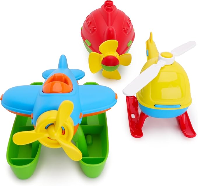 Toyland® Pack of 3 Floating Water, Bathtub, and Pool Toys for Kids 18 Months Plus - Helicopter, Submarine & Seaplane
