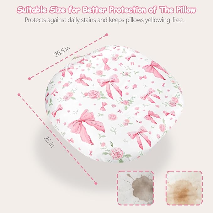 Newborn Lounger Cover Baby Girls, Ultra Soft Comfortable Flower Infant Lounger Pillow Slipcover, Easy Removal and Machine Washable, 1 Cover Only (Pink Rose)