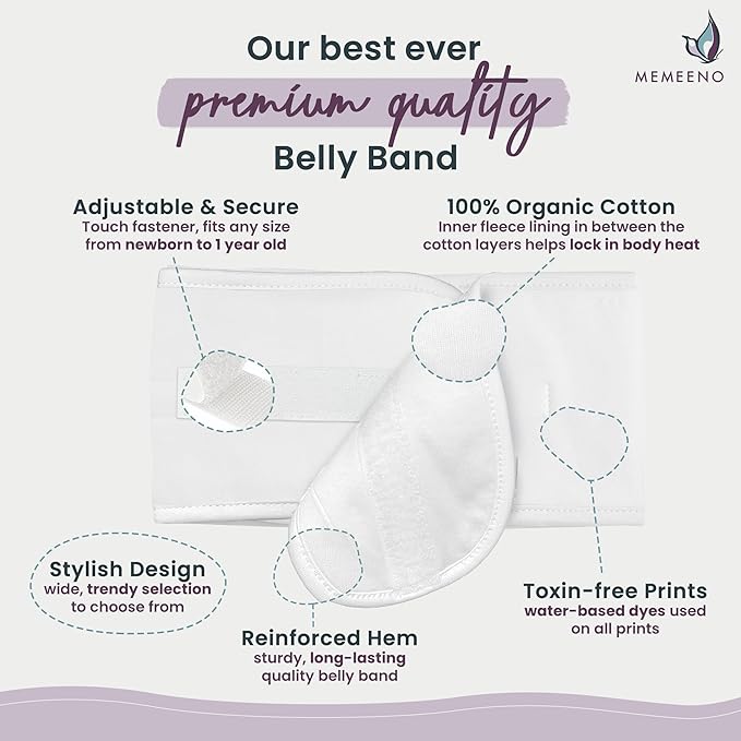 MEMEENO Baby Belly Band for Gas and Colic Baby Relief - Belly Band for Baby Heating Pad for Colic, Baby Gas Relief, Gas Relief for Infants, Baby Heated Tummy Wrap, Colic Relief for Newborns, Pearl