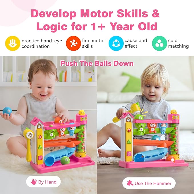 Musical Baby Toy for 1 Year Old Girl Gifts, 1st Birthday Girl Boy Gift First Xmas Present for Toddler 1-2, Interactive Learning Educational Toy for Baby 6-12-18 Months