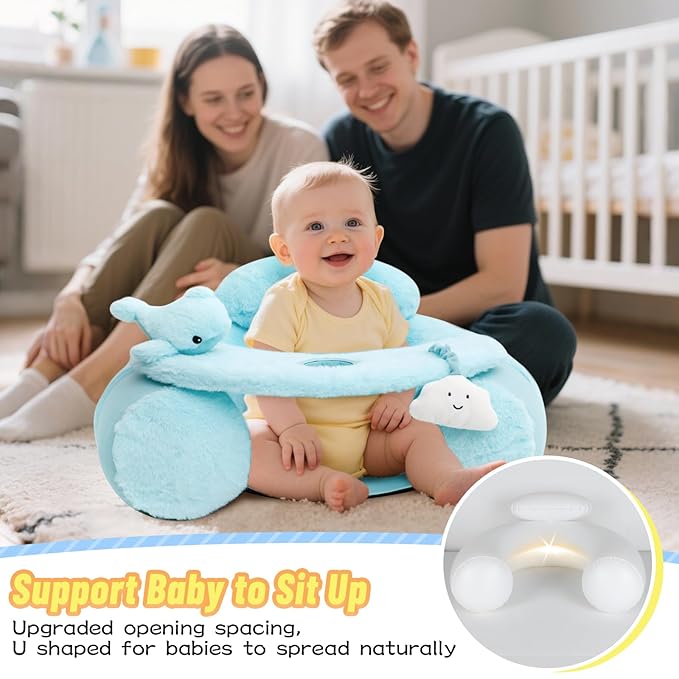 KAKIBLIN Baby Sit Me Up Seat, Inflatable Baby Seat with Cover for Babies 3-36 Months,Portable,Inflatable Sit & Play Floor Seats for Sitting Up