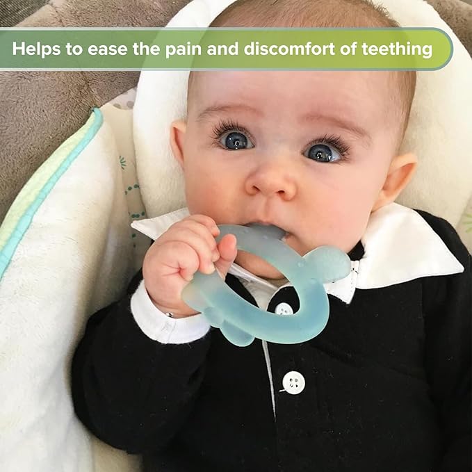 Haakaa Silicone Baby Teether - Rabbit Ear Frozen Teething Toy for Babies 3-6 Months- Cold Teething Relief - BPA Free Silicone -Blue