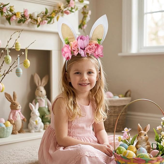 Children Easter Bunny Ears Headband Long Ear Hairband for Baby Girls Infant Toddlers Kids