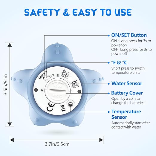 Baby Bath Thermometer, Digital Water Temperature Thermometers with 3 Color Backlit and Temperature Warning, Safety Bath Tube Thermometers Floating Toy for Infant, Toddler