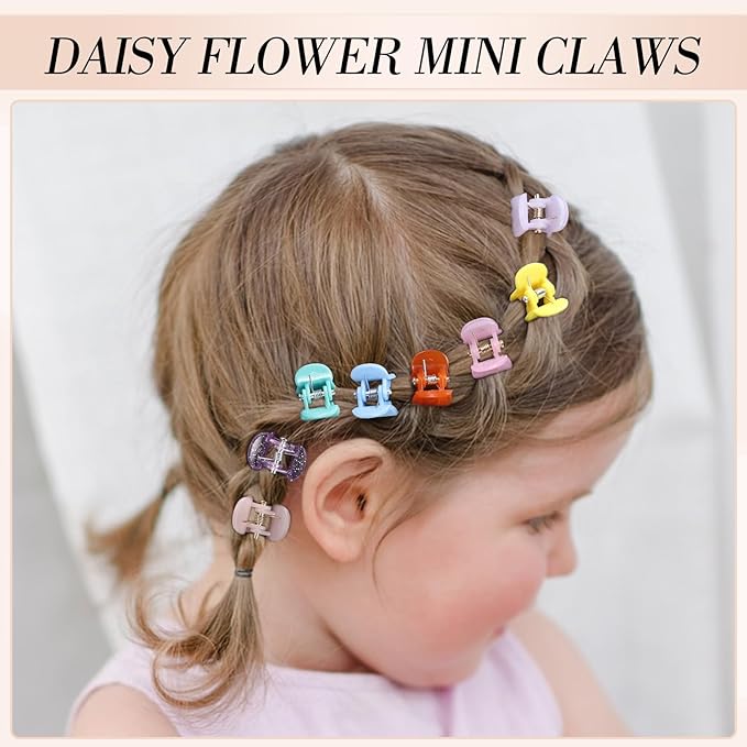 Obeoby 128 Pcs Mini Hair Claw Clips, Toddler Baby Girl Hair Clips - Cute Hair Accessories Holiday Birthday Gifts (32 Colors)