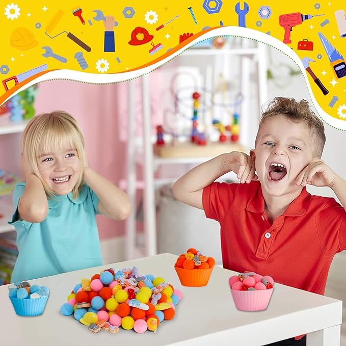 167pcs Tool Sensory Bin Filler Fine Motor Toys Kids Tool Box Sensory Bin Items Tape Measure Toy Drill Hammer Pliers Open-End Combination Wrench Hard Hat Hand Saw for Preschool Education Activities