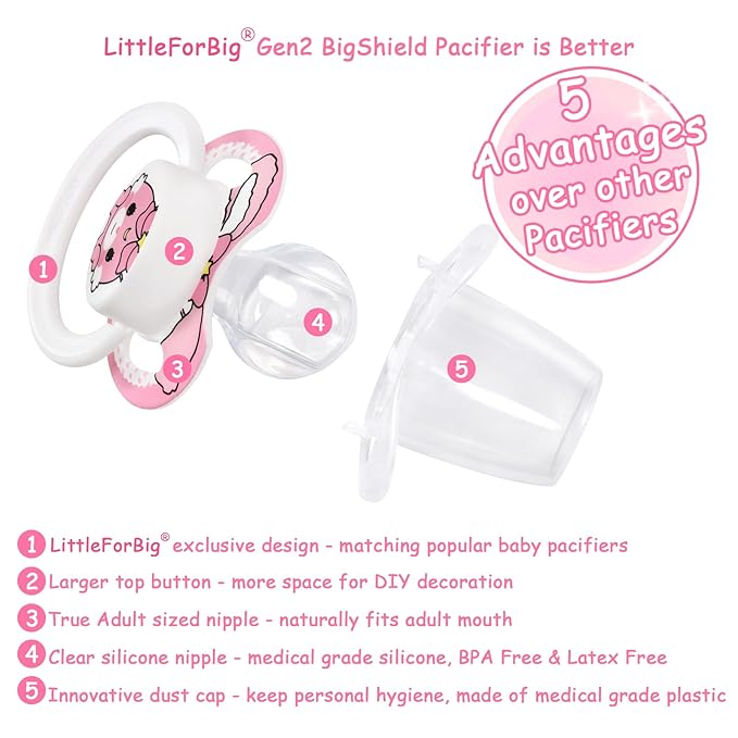 LittleForBig Bigshield Generation-II Adult Sized Printed Pacifier Baby Usagi Pattern