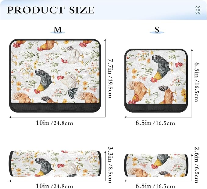 CHIFIGNO Colorful Roosters Cute Flowers Seat Belt Covers 2Pcs Car Seatbelt Covers Soft Car Seat Straps Shoulder Pads for Adults Women Kids