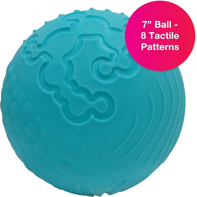 Edushape Texture-iffic Sensory Ball for Baby - 7" Baby Ball that Helps Enhance Gross Motor Skills for Kids - Toddler Ball with 8 Sections of Different Tactile Patterns