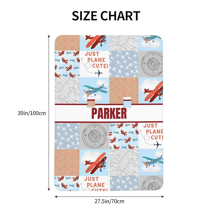 Personalized Minky Car Seat Canopy for Girl Boy, Custom Name Stroller Car Seat Covers Cover for Infant Newborn Shower Gift, Nursing Opening Carseat Cover for Breastfeeding, Plane