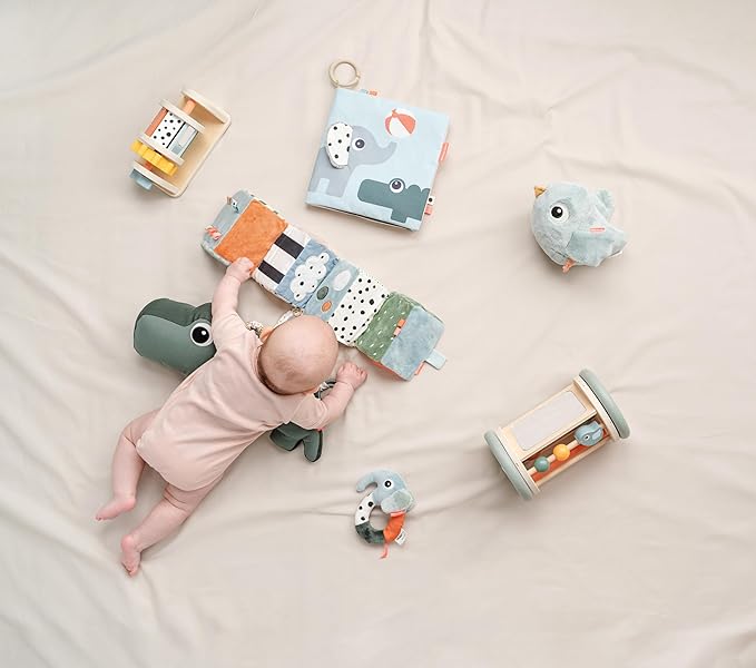 Done by Deer Tummy Time Mirror - Rolling Baby Mirror – Colorful Baby Activity Toy for Tummy Time and Crawling – Safe Wooden Sensory Toy for 3+ Months - Birdee