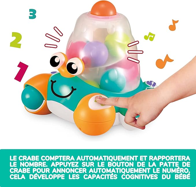 auby Crab Baby Toy Crab Ball Launcher for Babies 12+, Multi-Colour