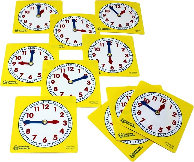 Learning Resources Pupil Clock Dials (Set of 10), Clocks for Kids, Learning to Tell The Time, Analog Clocks with Moveable Hands