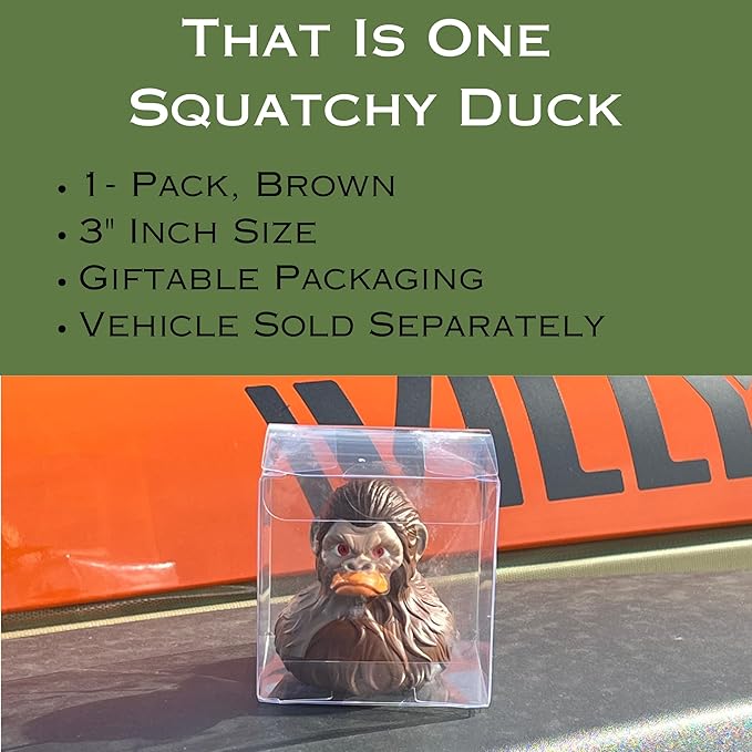 Bigfoot Rubber Ducks for Jeeps - Funny Jeep Ducks for Ducking - Ford Bronco Accessories for Squatching - Bigfoot Gifts for Men Women - Sasquatch Bath Toys for Kids - 3 Inch Size (Brown, 1)