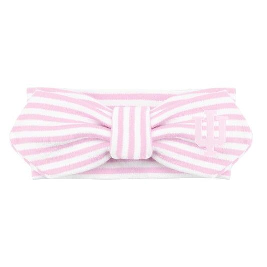 Creative Knitwear Indiana Hoosiers Infant Girls Pink/White Striped Hair Knot Headband Embroidered Logo - Size Newborn - 4T