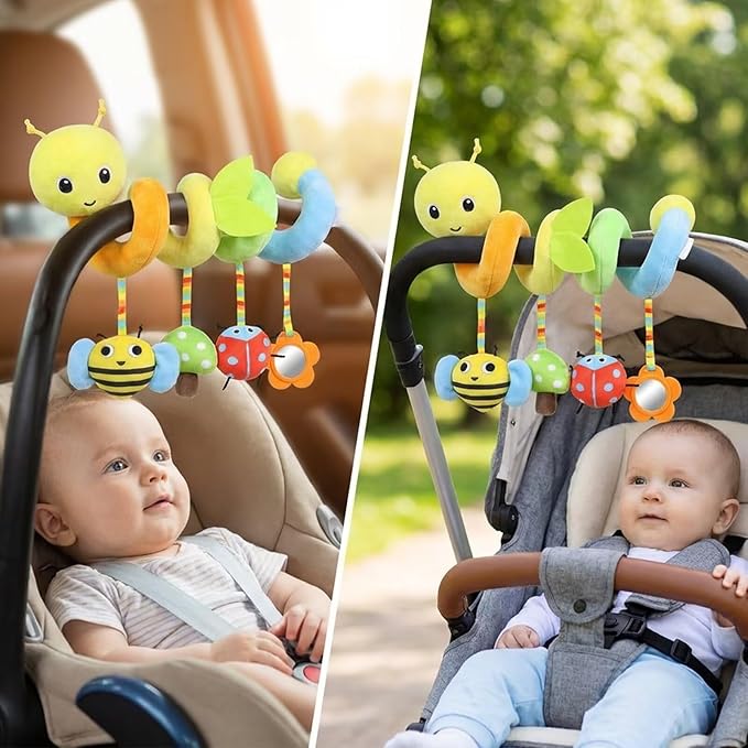 Multi-Use Baby Spiral Activity Toy – Spiral carseat Toy for Car Seat, Stroller,Play Gym, Keeps Baby Quiet, Easy Travel Solution