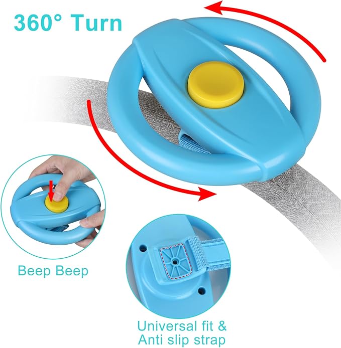 Accmor Stroller Steering Wheel Toy, Simulated Steering Wheel for Stroller Shopping Carts Cart Universal Detachable Pretend Driving Funny Toy Attachment
