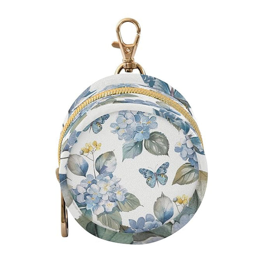 Pacifier Holder with Clip Pacifier Case for Diaper Bag Round Baby Pacifier Pouch Box Bag Portable Blue Hydrangea Butterfly