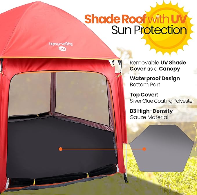 Serenelife ON-THE GO Baby and Toddler Pack and Play - Playpen - Play Yard Compact, Portable, Lightweight, Foldable- Indoor and Outdoor, w/Canopy, 5 Panel Mattress
