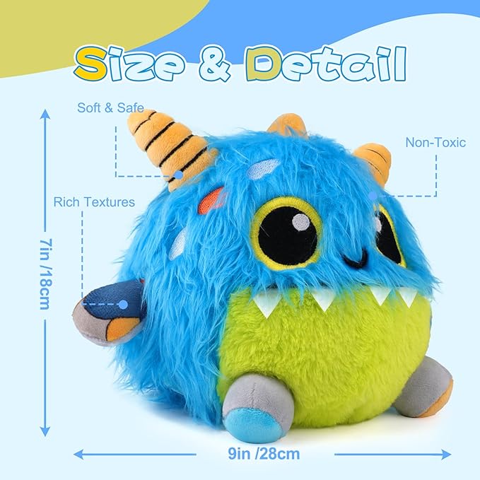 nicknack Toys for 1 2 3 Year Old Girls Boys Gifts, Crawling Monsters Baby Toys with Musical Sound, Toddler Interactive Sensory Plush Toys, Birthday Present Gifts for Kids 1 2 3 Years Old Boys Girls