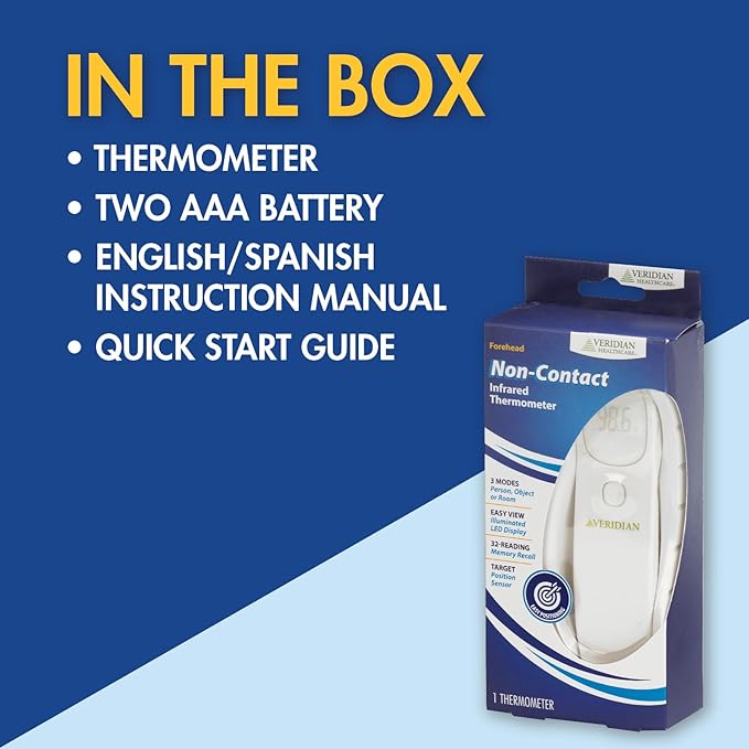 Veridian Non-Contact Thermometer LED Display 09-313 1 Each