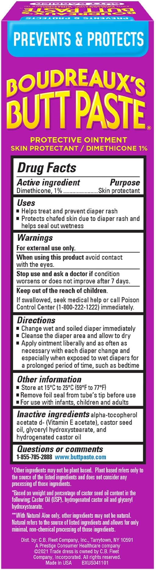 Boudreaux's Butt Paste 4oz Butt Barrier Ointment and 14oz jar Max. Strength Diaper Rash Ointment