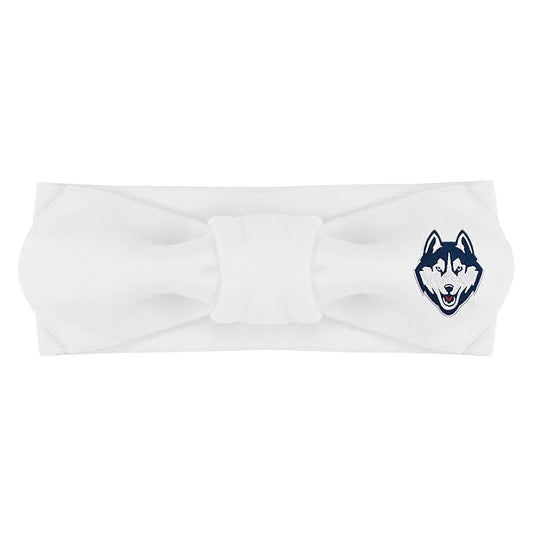 Creative Knitwear Connecticut Huskies Infant Girls White Solid Hair Knot Headband Embroidered Logo - Size Newborn - 4T