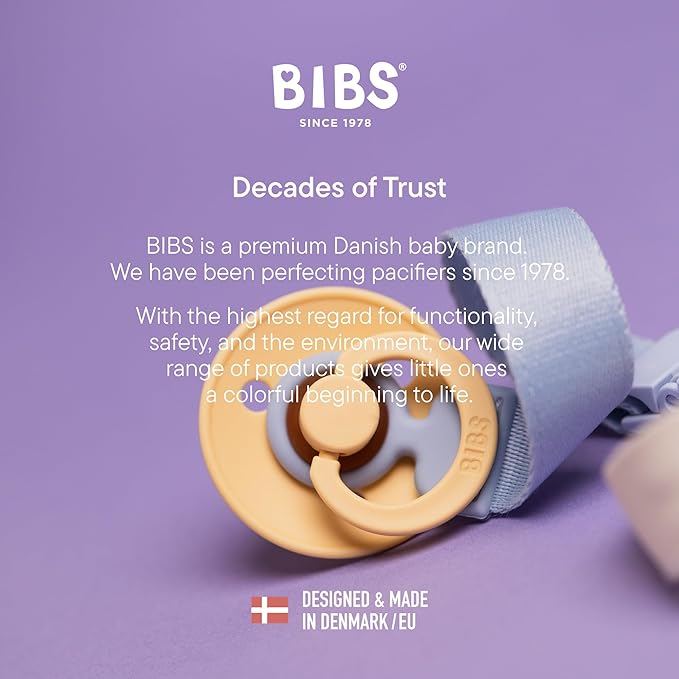 BIBS Loop Pacifier Clip - Sleek, Secure One-Handed Operation, Fits All BIBS and Most Brands, Machine Washable, Slim Profile for Comfort, Ages 0+ - Blush
