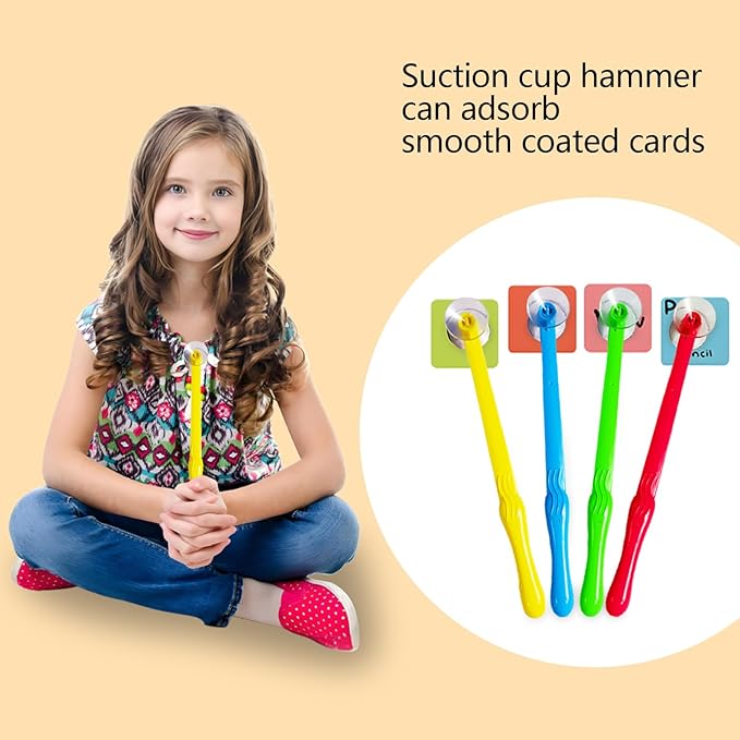 4 Pcs Suction Cup Hammer Children Toys Kindergarten Interactive Learning Toys Tapple Word Game Preschool Learning Games, for Home & School