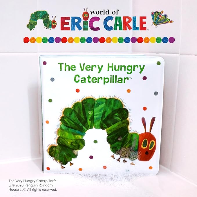Kids Preferred World of Eric Carle The Very Hungry Caterpillar 6 Inch Vinyl Bath Book Bath Tub Toy Perfect for Water Play and Learning for Ages 18 Months and Up