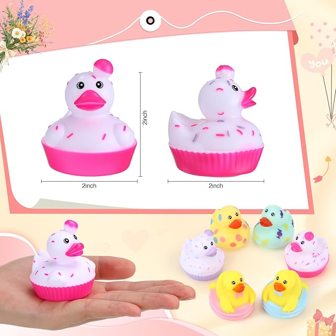 Vinsot 96 Pcs Cruise Rubber Ducks in Bulk Candy Pastel Mini Rubber Duckies for Baby Bath Toys, Toddler Summer Pool Toys Baby Shower Ice Cream Birthday Party Favors Gift