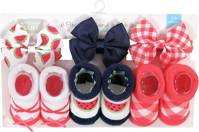 Hudson Baby Girl's Headband and Socks Giftset