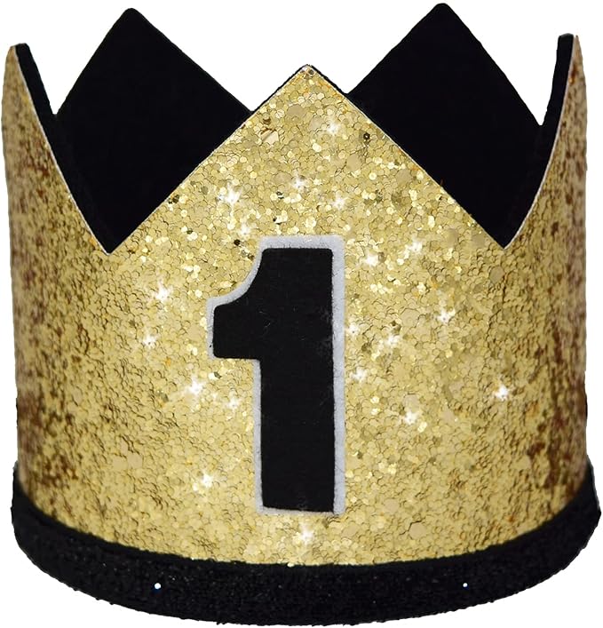 Glitter First Birthday Crown Baby Boy 1st Bday Party Hat Cake Smash Photo Prop